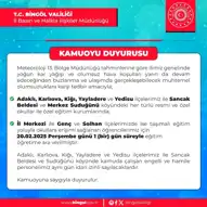 Bingöl'de Okullar Kar Yağışı Yüzünden Kapandı