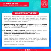 Bingöl'de Okullar Kar Yağışı Yüzünden Kapandı